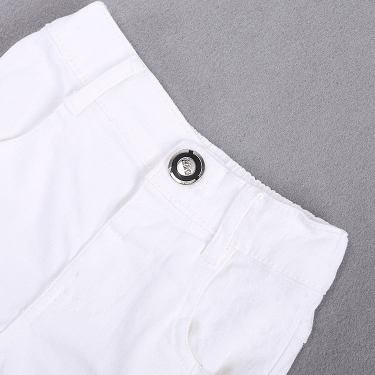 Sleeveless Ruffles Shirt White Short Set